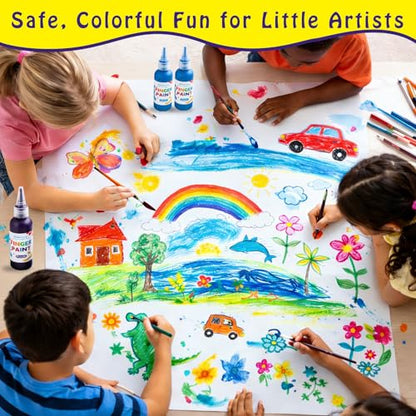 Washable Paint Set, 10 Colors x 60ml (2 fl oz) Squeeze Bottles, Non-Toxic Craft Paint for Paper, Posters, Classroom Art & DIY Projects - color: 10colors