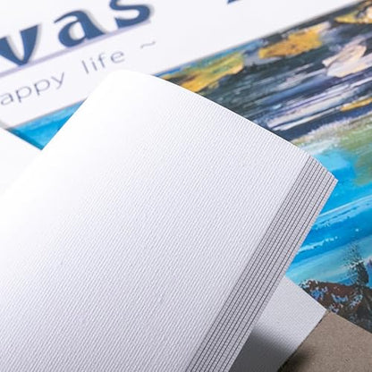 A4 Canvas Paper Pad for Acrylic Painting, 280GSM Heavyweight Canvas Notebook 10 Sheets, Acrylic Paper Painting Book for Oil Paint, Gouache and Mixed Media, Bound Canvas Pad for Artists and Beginners