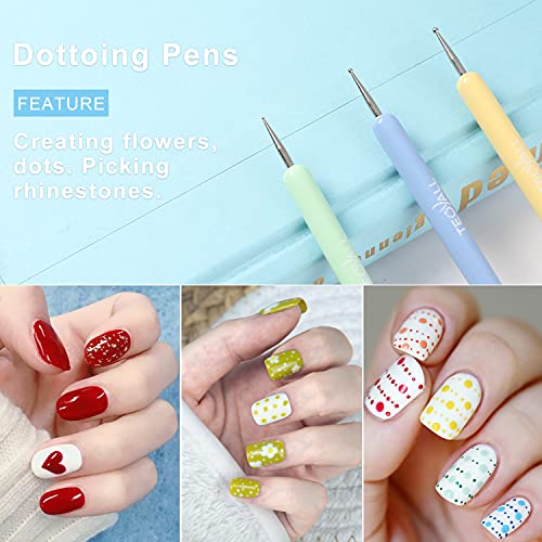 TEOYALL Nail Art Brushes, Nail Design Painting Brushes Builder Gel Brush Nail Dotting Tools Nail Fine Liner Brushes - color: Multicolor