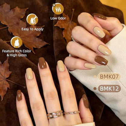 JODSONE Gel Nail Polish Set 32 Colors Nude Brown Gel Polish Set for Salon at Home DIY Nail Art - color: B31