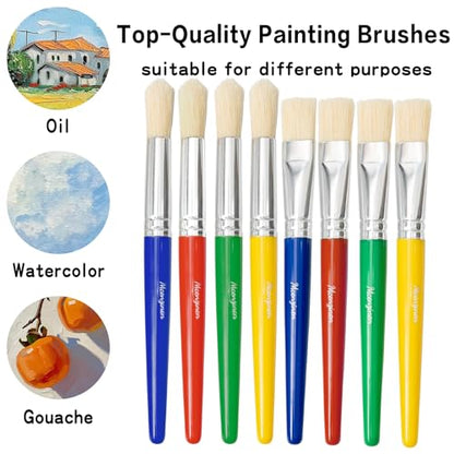 Kids Paint Brushes Set, 16 Pack Non-Toxic Washable Tempera Brushes for Children Ages 3-8, Perfect for Preschool Art & Acrylic Painting - size: 16PCS