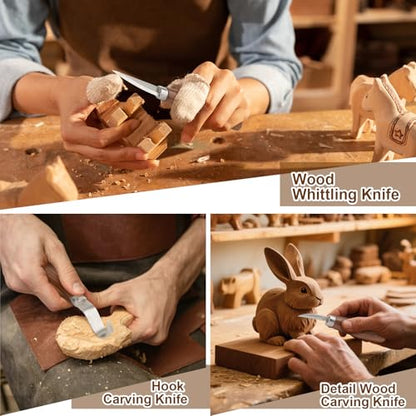 Wood Carving Knifes, (Straight handle Sloyd Carving Knife) | Whittling Knife,With Leather Strop and Polishing Compound,Wood Carving Tools for Beginners,Adults and Kids Whittling Tools - style: Straight handle Sloyd Carving Knife