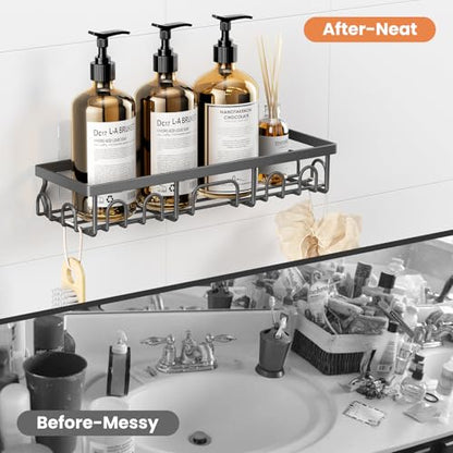 Shower Caddy, 5 Pack Shower Shelves for Inside Bathroom, Rustproof Adhesive Bathroom Organizer with Soap Holder, No Drilling Washroom Organizers and Storage for Bathtub Room/Kitchen/Home, Grey
