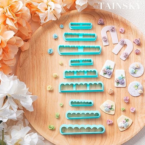 TAINSKY 3D Rolling Floral Polymer Clay Cutter, 9 Pcs DIY Flower Creator for Polymer Clay Jewelry