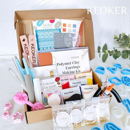 Keoker 123 PCS Clay Earring Making Kit, Polymer Clay Jewelry Making Kit for Teens and Adults, Fashion Designer Kits, Polymer Clay Earrings Kit Crafts, Great Gifts - color: PLUS