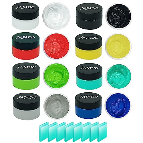JAJADO 8 Jars Chalk Paste Paint for Stencils with 8 Pcs Mini Craft Squeegees, Chalk Paste Stencil Paint Adhesive Silk Screen Transfers for Crafts Wood, T-Shirt, Cup, Home Decor Silk Screen Supplies - color: 8 Jars Chalk Paste + squeegees