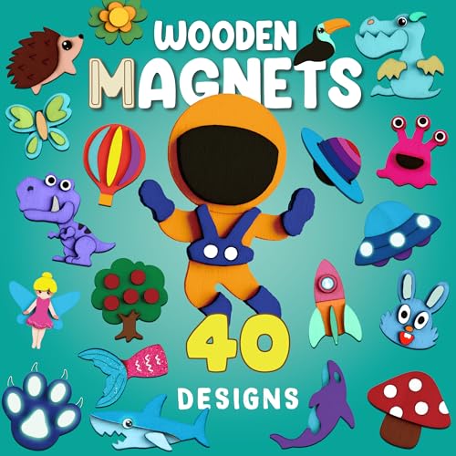 Byncceh Gamerside DIY Wooden Magnets Kids Crafts - 40 pcs Glow Magic Magnetic Paint Set, Wood Arts and Crafts for Kids, Make Your Own Fridge Magnets Party Favors Gifts Crafts for Girls 6-8 8-12