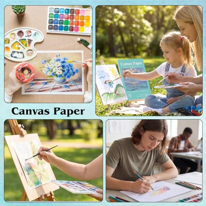 Prudiut 25 Sheets Canvas Paper Pad 9x12 Inches, 180GSM Canvas Sheets Glue Bound Canvas-Textured Surface for Acrylic Oil Painting - Studio Painting Adults Kids Classroom Projects Students Art Hobbyists