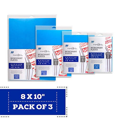 Grafix Impress Print Media Monoprint Plate – 8" x 10”, Pack of 3 – Transparent, Lightweight, Non-Porous .030” Dura-Lar Monoprinting Surface, Economical Alternative to Metal or Glass Plates - size: 8" x 10", style: Clear, Pack of 3