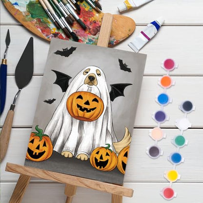 Anseal 12 Packs Halloween Pre Drawn Canvas to Paint, 5" X 7" Pre Printed Canvas for Kids, Pre Stretched Canvas Outline Painting Boards for Beginners, Students, Party Favor (Halloween) - color: Halloween