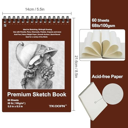 10 Pack Sketch Book 5.5×8.5 inch, Spiral Sketch Pad 600 Sheets Each(68lb/100gsm), Drawing Painting Sketchbook for Kids, Beginners, Artists - color: 10 Pack, size: 5.5" x 8.5"