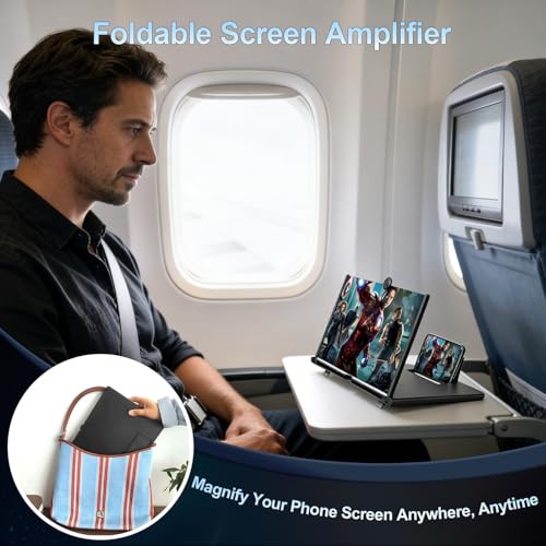 for 14" Mobile Phone Screen Magnifier 3D HD Projector Screen for Movies, Videos, Foldable Stand with Screen Amplifier, Supports All Smartphones,14 inches - size: 14 Inch