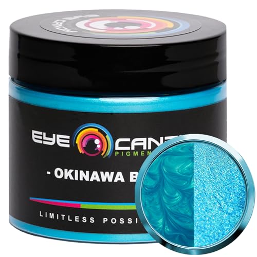 Eye Candy Pigments Premium Blue Mica Powder - Okinawa Blue (50gr) - for Epoxy, Resin, Soap, Paint, Woodworking, Acrylic Pouring, Bath Bombs, Fishing Lures - DIY Arts and Crafts Additive - color: Okinawa Blue