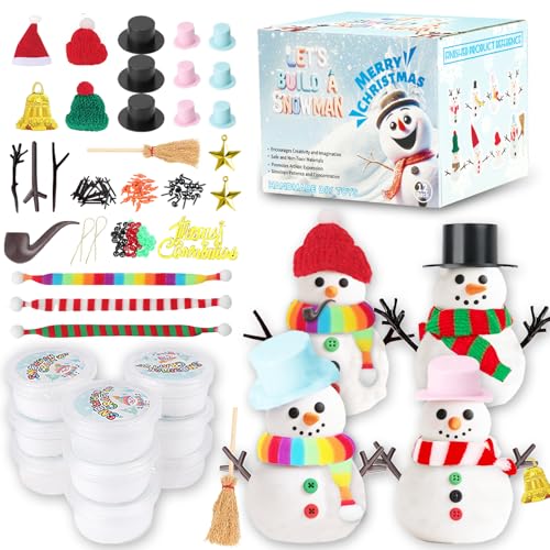12Pack Build a Snowman Kit - Christmas Crafts for Kids,Air Dry Clay Snowman Crafts for Kids,Modeling Clay Snowman DIY Kit,Christmas Crafts Xmas Holiday Party Decor Gift,for Age 3+ - color: Snowman D