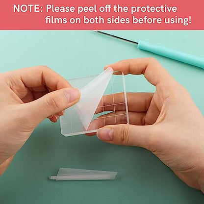 Briartw 7 Pieces Acrylic Stamp Block Clear Stamping Tools Set with Grid Lines for Scrapbooking Crafts Card Making,Clear Acrylic Stamp Block Kit with Grid Lines,Scalloped Edges,Thickness 8mm - color: 7 Pcs Square Scalloped Edge