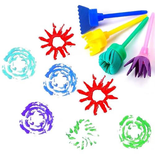 Textured Paint Brush DIY Patterns and Effects Foam Sponge Brushes Painting Stamper Unique Art Tools for Painting Drawing Crafts Varnishes 8pcs - color: D