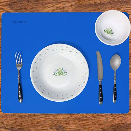 Silicone Baking Mats for Dough Rolling Pastry Fondant Mat Large Nonstick and Nonslip, Countertop Protector, Dining Table Mat and Placemat 20'' by 16''(Blue 2 Pack) - color: Blue 2 Pack
