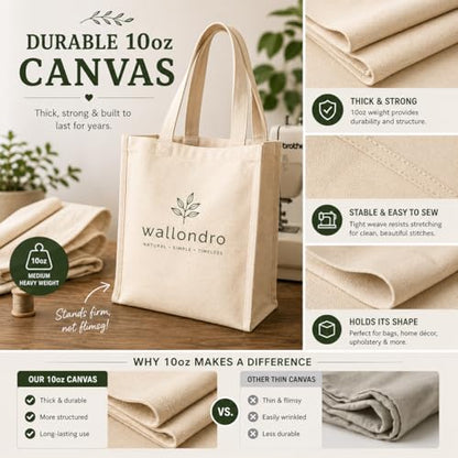 Canvas Fabric, Premium 10oz 100% Cotton Duck Canvas Fabric by The Yard, Heavy Duty Canvas Material for Sewing, Upholstery, Tote Bags, Arts & Crafts & DIY Projects, 3 Yard （60×108 inchs） - size: 3 Yard（60×108 inchs）
