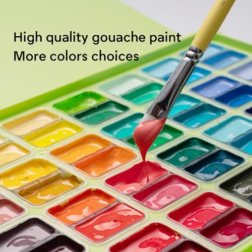 HIMI GoPack Gouache Paint Set – 72 Vibrant Colors with Palette, 3 Brushes, Foldable Bucket, Gouache Pad, Painting Knife & Felt Bag.Gift for Adults, Beginners & Professional Artists（GoPack Set） - color: 72 colors set