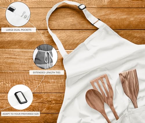 Utopia Kitchen 10 Pack Bib Apron Adjustable with 2 Pockets, Water and Oil Resistant, Cooking Kitchen Chef Apron for Women Men - color: White