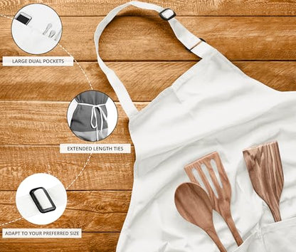 Utopia Kitchen 10 Pack Bib Apron Adjustable with 2 Pockets, Water and Oil Resistant, Cooking Kitchen Chef Apron for Women Men - color: White