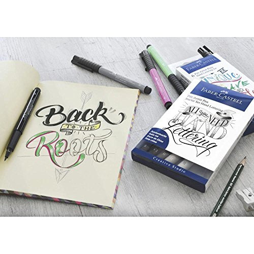 Faber-Castell Pitt Artist Pen Hand Lettering For Beginners Set - Hand Lettering 101 with 7 Pitt Lettering Pens - style: Hand Lettering Starter Set (7 Assorted Nibs)