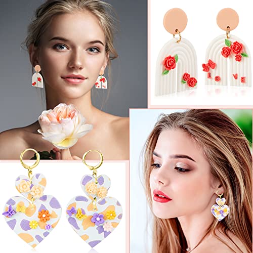Zeyune 8 Pcs Polymer Clay Molds, Silicone Mini Flower Bows Alphabet Cutters for Earring Jewelry Making, Small Rose Daisy Leaf Letter Clay Mold Kit(Vivid) - style: Vivid