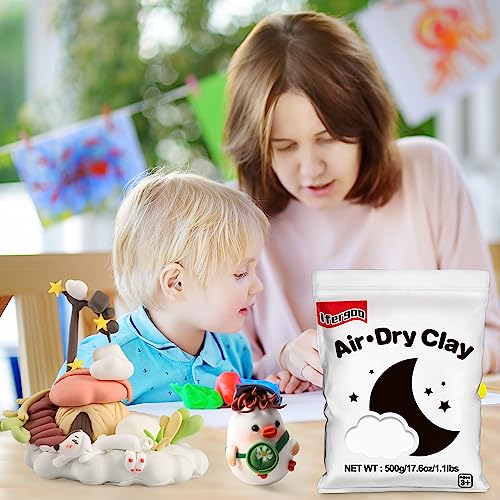 iFergoo White Air Dry Clay, DIY Creative Modeling Clay for Kids, Super Light Magic Clay for Kids Age 3-12, Safe & Non-Toxic, Molding Sculpting - color: White/500g