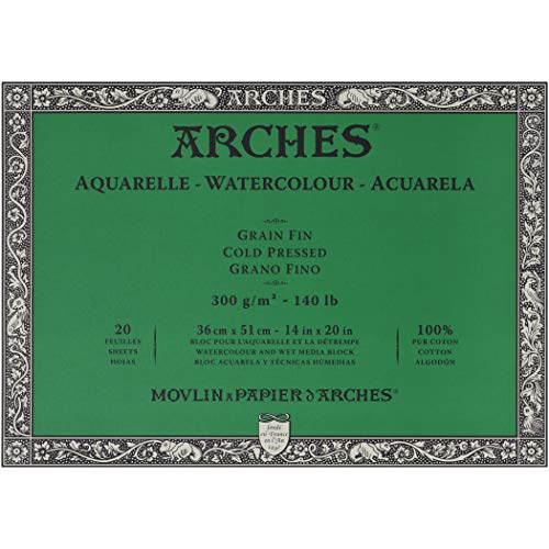 Arches Watercolor Paper Block - Cold Press 140lb - 14x20 - with 4-Pack Upsyde Angle Lifts