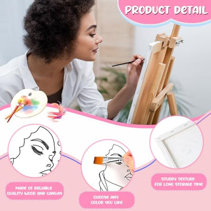 Sherr 20 Pcs Stretched Pre Drawn Canvas African American Canvas to Paint Afro Queen Black Art for Painting for Adults Outline Pre Drawn Stretched Cotton Art to Paint Party Set, 8 x 10 - style: Vivid