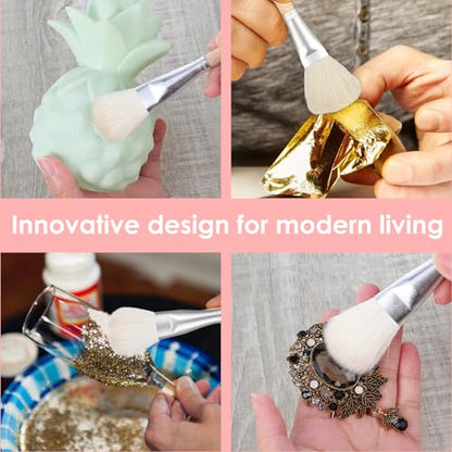 10pcs Mop Brush for Acrylic Painting, Pottery Glazing Brushes, Goat Hair Mop & Blending Brushes for Pottery, Acrylic, Watercolor, Oil - Soft Bristle Artist Tools for Glazing, Detailing, and Finishing