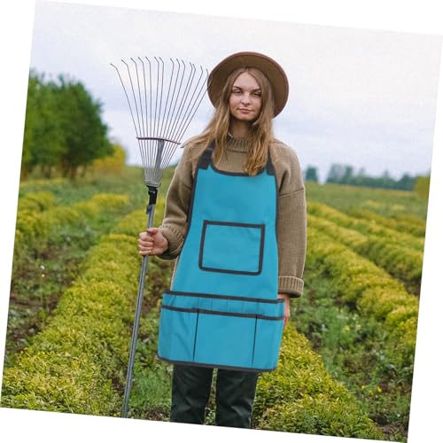 ORFOFE Gardening Apron with Multi-pocket Tool Storage Sleeveless Work Apron for Men and Women Sky-blue Artist and Garden Toolkit Protector for Clean Clothes