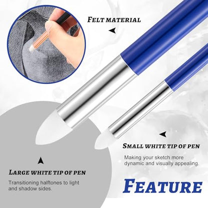 Kosiz 12 Pcs Blending Sponge Pen Double Headed Rub and Buff Washable Sketch Rubbing Sponge Brush Wipe Reusable Blending Stump Drawing Art Blenders for Artist Highlight Shadow Detail Tool (Blue) - color: Blue