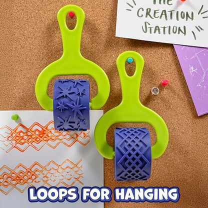 READY 2 LEARN Paint & Dough Explorers | 4 Patterns | Set 2 | Imagine Colors | Playdough Accessories | Paint Stamps and Clay Tools for Kids