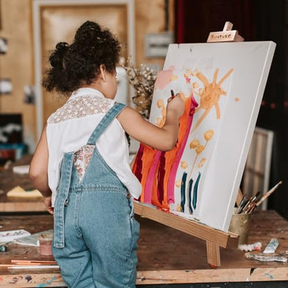 Miratuso Painting Easel, Folding Wooden Tabletop Easel Stand Holds Highest to 22" Canvas, Portable Desktop Easel Suitable for Artists, Beginners, Students - style: Single