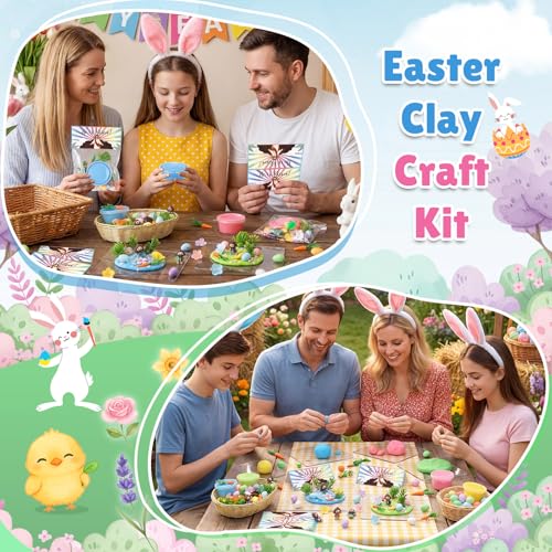 Tinlade 273 Pcs/24 Set Air Dry Clay Spring Crafts with Colorful Modeling Clay Resin Figurines Foam Eggs Flowers Grass Card Bag for Christian Party Favors Stuffers Goodie Bag Filler(Jesus) - style: Jesus