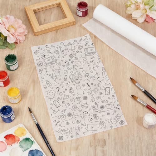 PH PandaHall 13.8" x 164ft Art Paper Roll Artist Wet Strength Translucent Long Fiber Papers White Paper Roll for Ink Wash Watercolor DIY Crafts Gelli Printing Collage