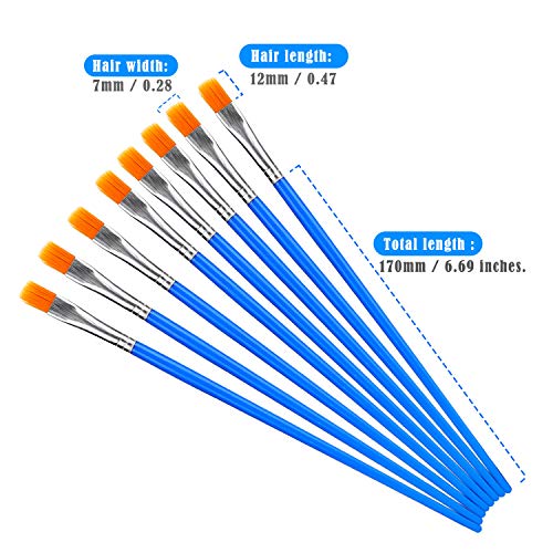 30Pcs Small Paint Brushes Kids for Acrylics Painting, Flat Nylon Hair Paint Brush Bulk Handle Oil Watercolors Painting Brushes for Students, Children and Adult, Blue - color: Blue