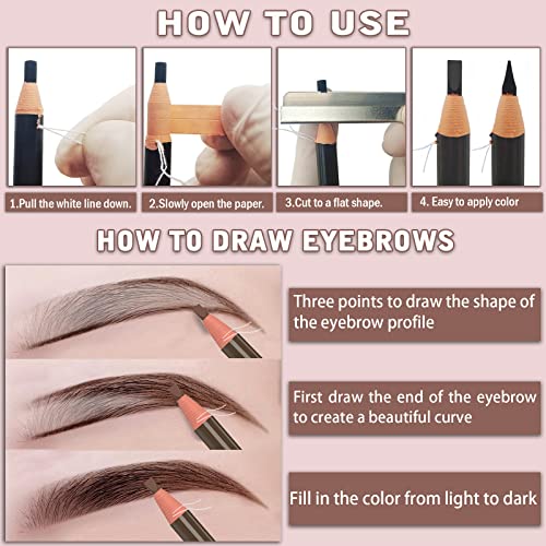 12 Piece Black Colour Waterproof Eyebrows Pencil Tattoo Makeup And Microblading Supplies Kit-Permanent Eye Brow Liners In Waterproof Eyebrow Pencils Peel - Brow Pencil Set For Marking(12 Pcs) - color: Black