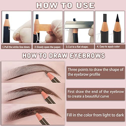 6 Piece Dark Brown Waterproof Eyebrows Pencil Tattoo Makeup And Microblading Supplies Kit-Permanent Eye Brow Liners In 5 Colors Waterproof Eyebrow Pencils Peel - Brow Pencil Set For Marking - color: 6 Brown