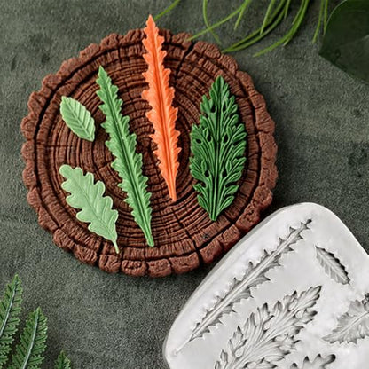 2PCS Leaf Silicone Molds, Tree Leaves Shape Cake Fondant Mold, 3D Unique Chocolate Candy Jello Biscuit Dessert Mold, Resin Plaster Polymer Clay Soap Mold, Cake Decorating Tool - color: 2pc leaf