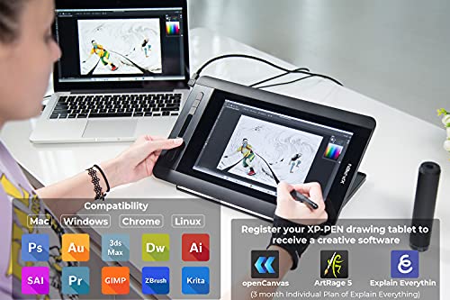 XP-PEN Artist12 11.6 Inch FHD Drawing Monitor Pen Display Graphic Monitor with PN06 Battery-Free Multi-Function Pen Holder and Glove 8192 Pressure Sensitivity - size: 11.6 inch