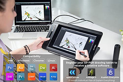 XP-PEN Artist12 11.6 Inch FHD Drawing Monitor Pen Display Graphic Monitor with PN06 Battery-Free Multi-Function Pen Holder and Glove 8192 Pressure Sensitivity - size: 11.6 inch