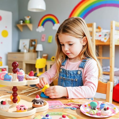 Shuttle Art Air Dry Clay for Kids - Cake Time, 52 PCS Modeling Clay Kit with Sculpting Tools and Tutorials, Safe & Non-Sticky, Craft Gifts for Boys & Girls - style: Cake Time