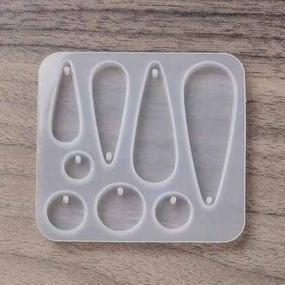 1PC Teardrop & Flat Round Pendant Silicone Molds Resin Epoxy Casting Molds for Earring Necklace Keychain Charms Pendants Jewelry Making DIY Gem Cabochon Craft Supplies White 69.5x75x6mm - color: White-12