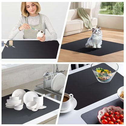 3Pack 30x40cm Silicone Placemats,1.1mm Thick Heat-Resistant Non-Skid Mats for Resin Casting &Table Protection, Food Grade-Black&Gray&Translucent - color: Black&gray&translucent, size: 15.7" x 11.8"