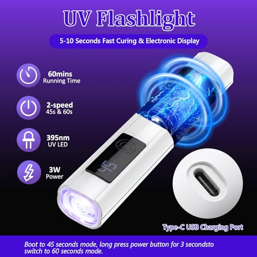 KISREL UV Light for Resin, Large Double-Sided Light with UV Flashlight, 2-Ieed Tin-1 and Detachable Resin Curing Machine, 3-Spmer Digital Display, 36w Fast Curing Lamp for Crafts, Jewellery Making - size: Double-sidedLightKit