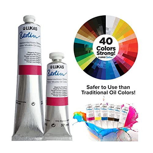 Lukas Berlin Pro Artists Water Mixable Oil Paint 37 ml Tube Olive Green, Water Soluble, Lightfast Pigments, Quick Drying, Easy Clean-Up, Eco-Friendly, Professional Quality, 40 Color Range - color: Olive Green, size: 1.25 Fl Oz (Pack of 1)