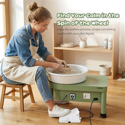 Huanyu Pottery Wheel Machine 25 cm/10" with Foot Pedal, Electric Ceramic Forming Machine with Detachable Basin DIY Art Clay Potter's Wheel for Beginners Adults At Home Pottery