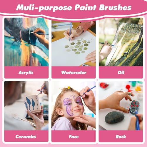 Small Paint Brushes Bulk, 110 Pcs Flat Tip Round Acrylic Paint Brushes for Kids Classroom Acrylic Watercolor Canvas Face Painting Touch Up - style: Mixed(55Flat+55Fine)